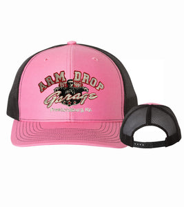 Hot Pink/Black Arm Drop Garage Structured Trucker Cap