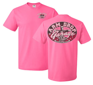 Adult Neon Pink Arm Drop Garage Short Sleeve T-Shirt